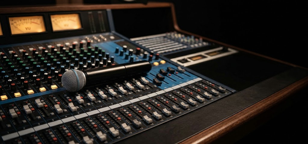 Illuminated VU meters indicating audio level